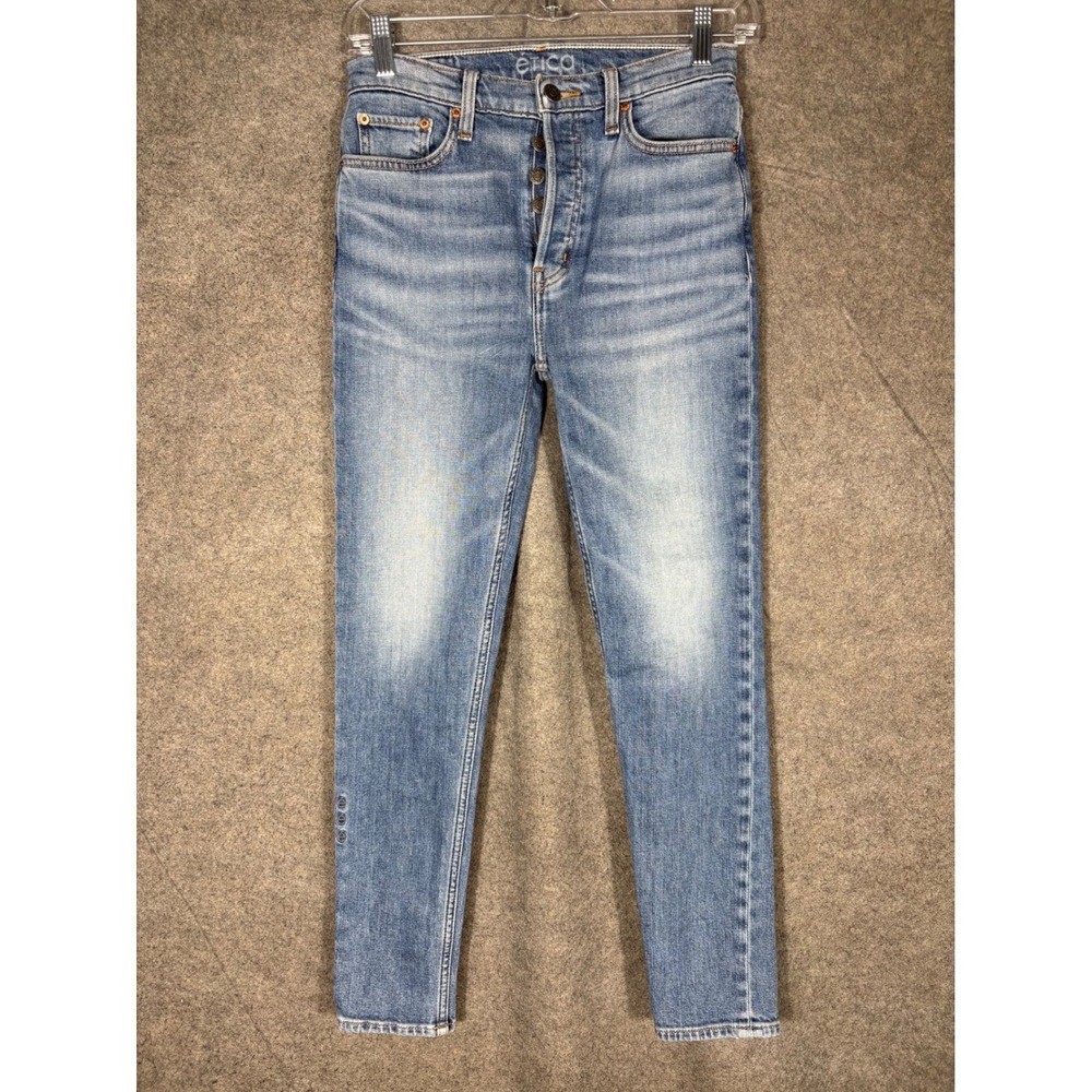 Etica Alex Vintage Skinny Jeans High Rise Button Fly Light Wash Blue Womens 25